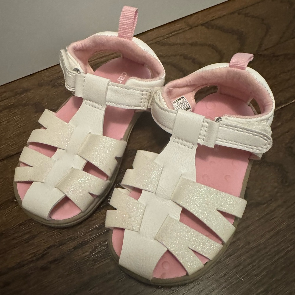 Carter’s White Strappy Summer Sandals Toddler Girls Baby Spring Open Sparkle 5 - Picture 2 of 4